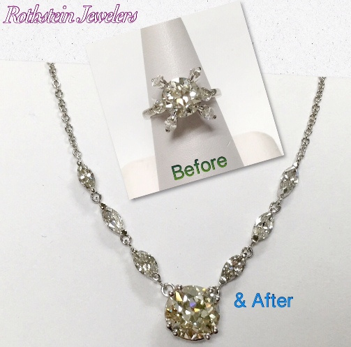 Transformed diamond ring into necklace at Rothsteins